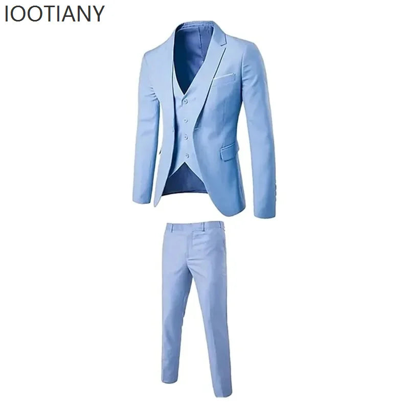 Polyester Three Piece Suit | Slim-Fit