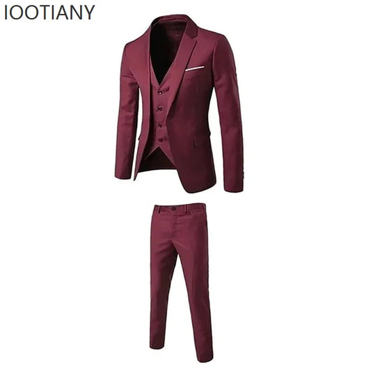 Polyester Three Piece Suit | Slim-Fit