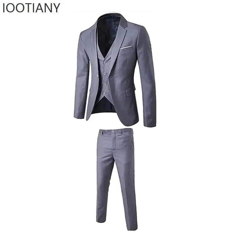 Polyester Three Piece Suit | Slim-Fit
