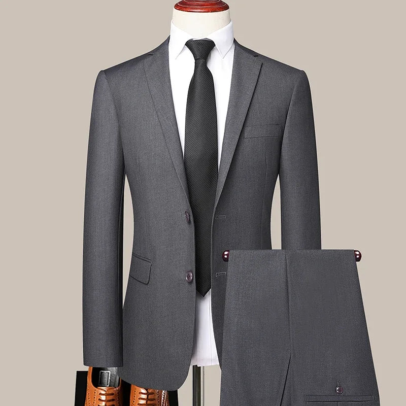 Polyester Single Breasted Suit | Slim-Fit