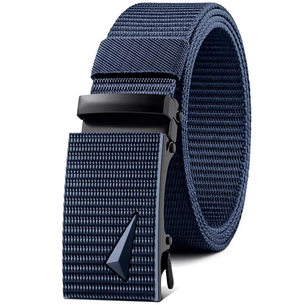 Men's Belt Automatic Metal Buckle Imitation Nylon Webbing Outdoor Work Belt Toothless Automatic Buckle Casual Sports Canvas Belt
