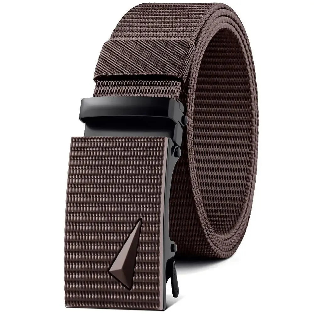 Men's Belt Automatic Metal Buckle Imitation Nylon Webbing Outdoor Work Belt Toothless Automatic Buckle Casual Sports Canvas Belt