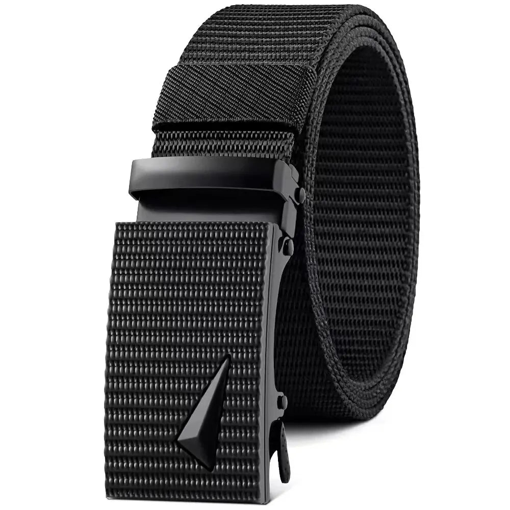 Men's Belt Automatic Metal Buckle Imitation Nylon Webbing Outdoor Work Belt Toothless Automatic Buckle Casual Sports Canvas Belt