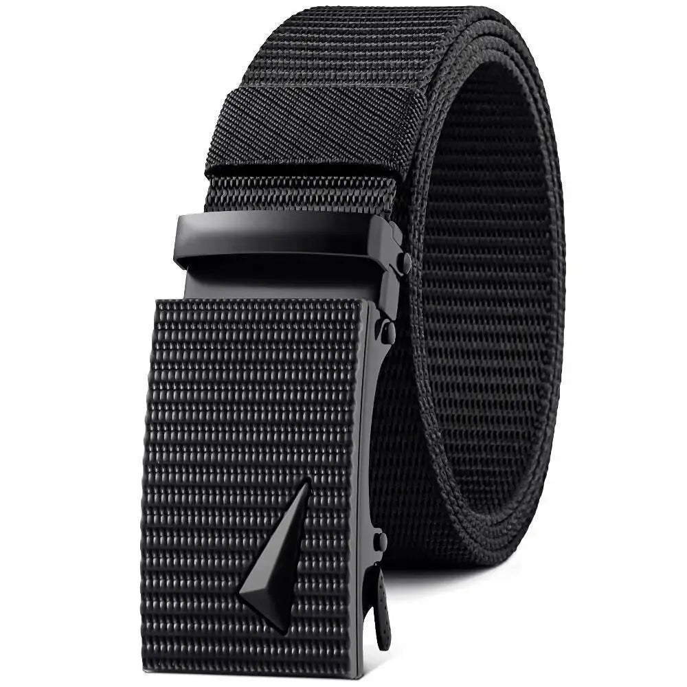 Men's Belt Automatic Metal Buckle Imitation Nylon Webbing Outdoor Work Belt Toothless Automatic Buckle Casual Sports Canvas Belt